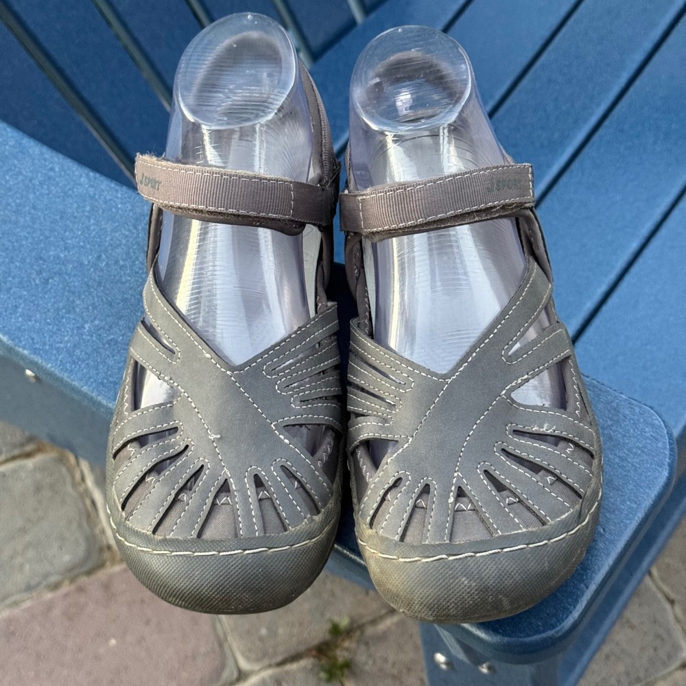 JSport by Jambu Regatta Gray Vegan Mary Jane Sandals Womens 7M